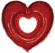 Сердце в сердце однотонное красное