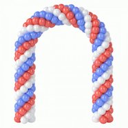 Витая арка из белых, красных и синих воздушных шаров