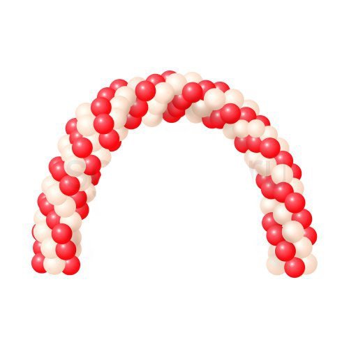 Витая арка из белых и красных воздушных шаров