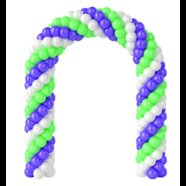 Витая арка из белых, синих и зеленых воздушных шаров