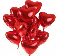 Букет из 15 фольгированных красных сердец